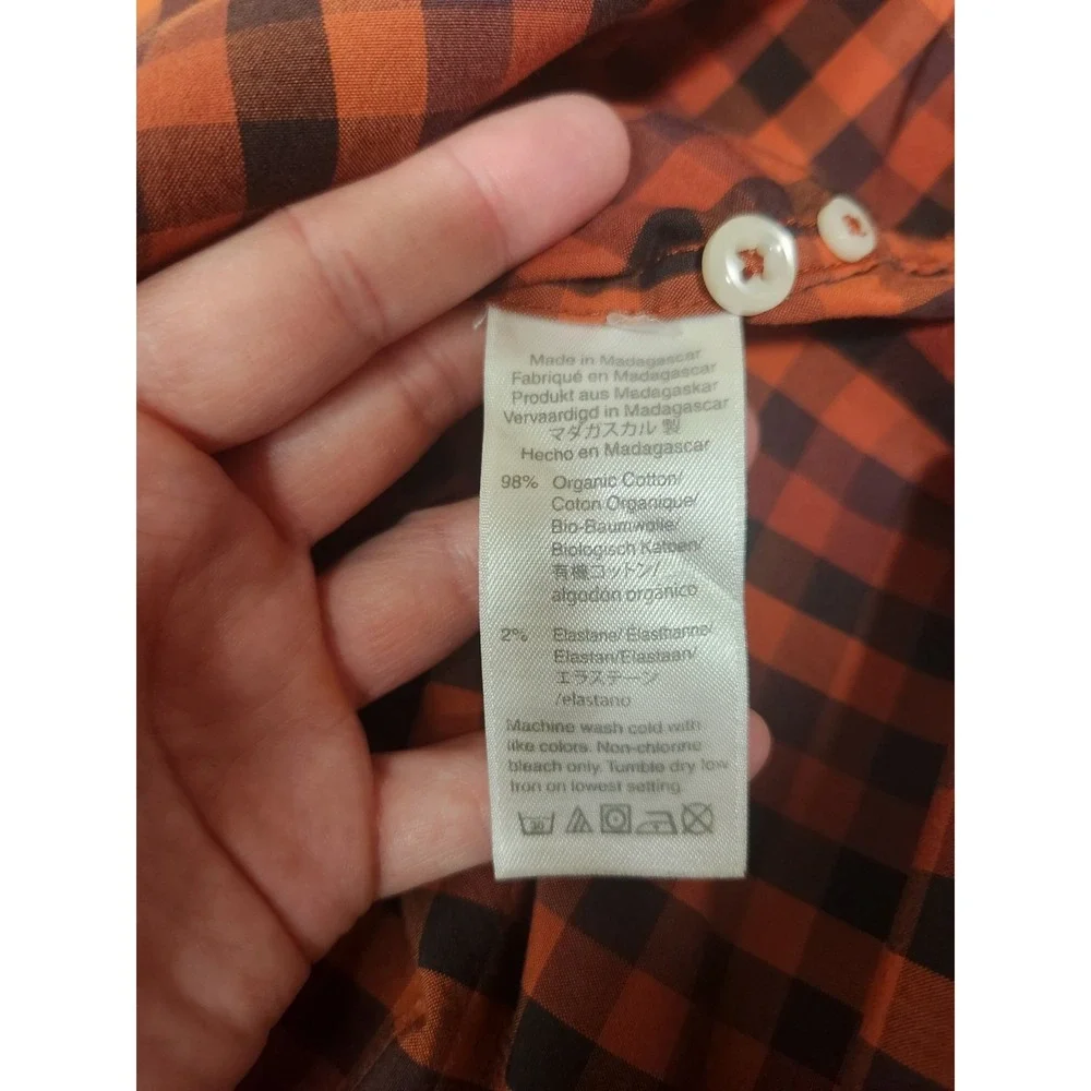 J. CREW Orange Checked Long Sleeve Button Down Slim Mens Size M‎